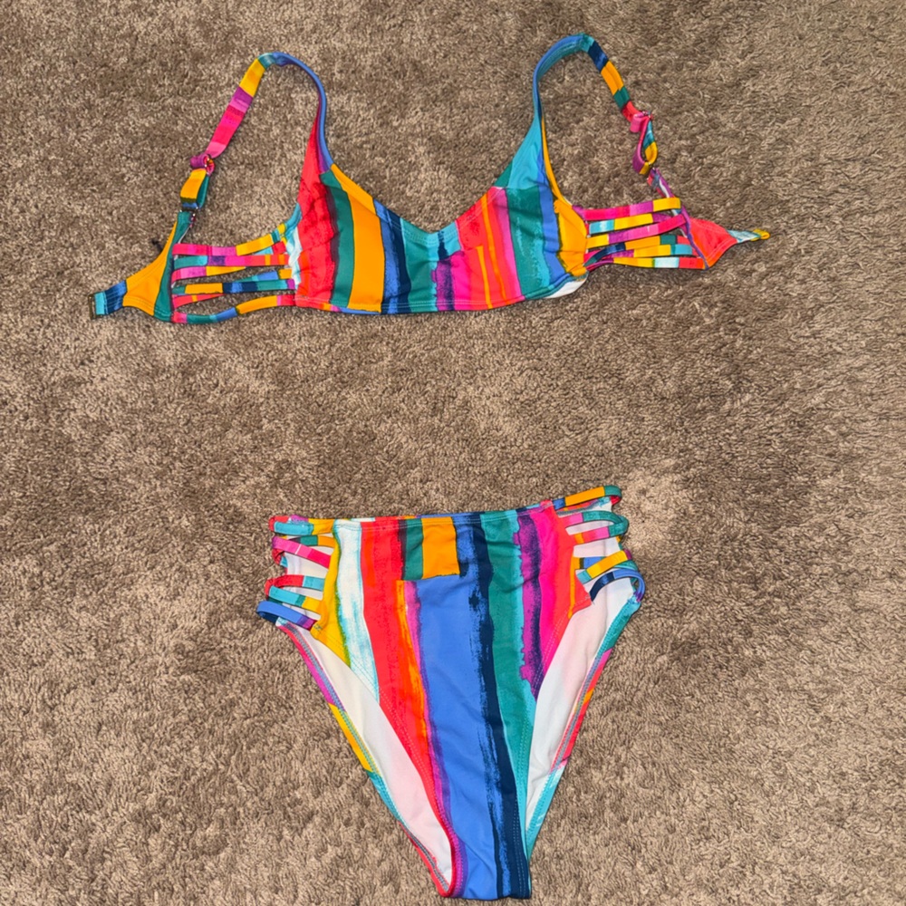 Multicolor Striped Bikini